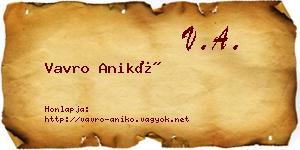 Vavro Anikó névjegykártya